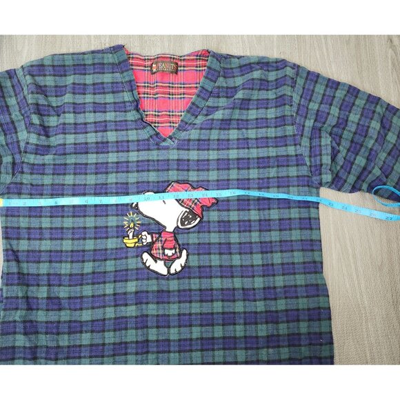 HTF Women's Vintage UFS Inc Peanuts Collection Snoopy Plaid Flannel Night Gown M - Picture 6 of 9